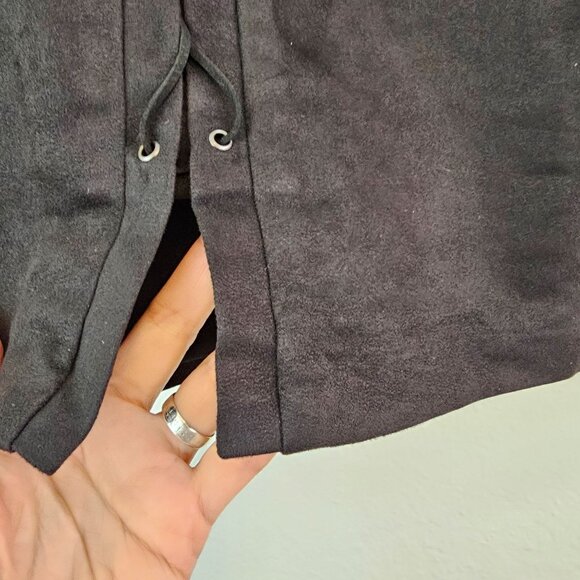 City Chic Womens Plus Sz 24 Faux Suede Comfy Skirt Front Lace Up Wimsigoth Emo - Picture 5 of 12